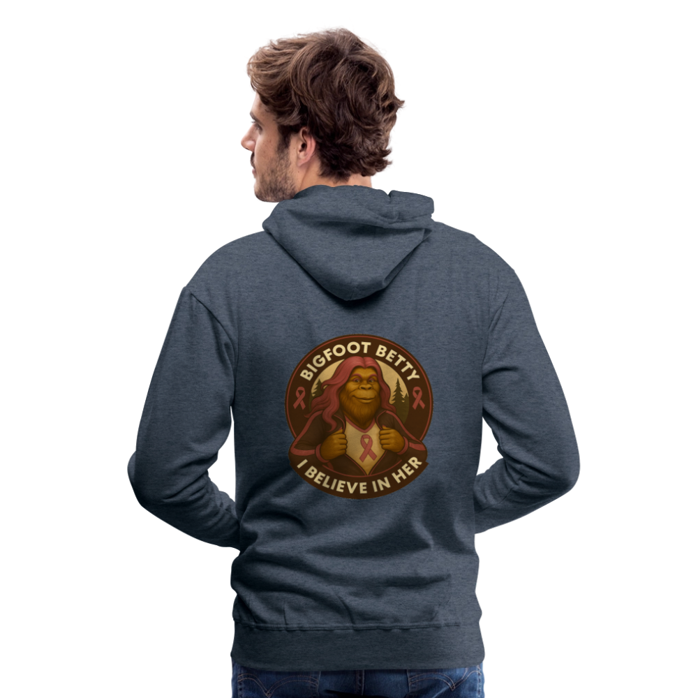 Men’s Premium Hoodie - I Believe In Her (F/B) (RETRO) PINK RIBBON - heather denim