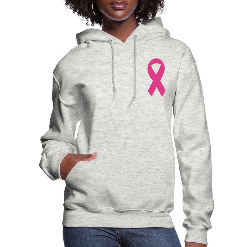 Women's Hoodie - Where Myth Meets Mission (F/B) (RETRO) PINK RIBBON - heather oatmeal
