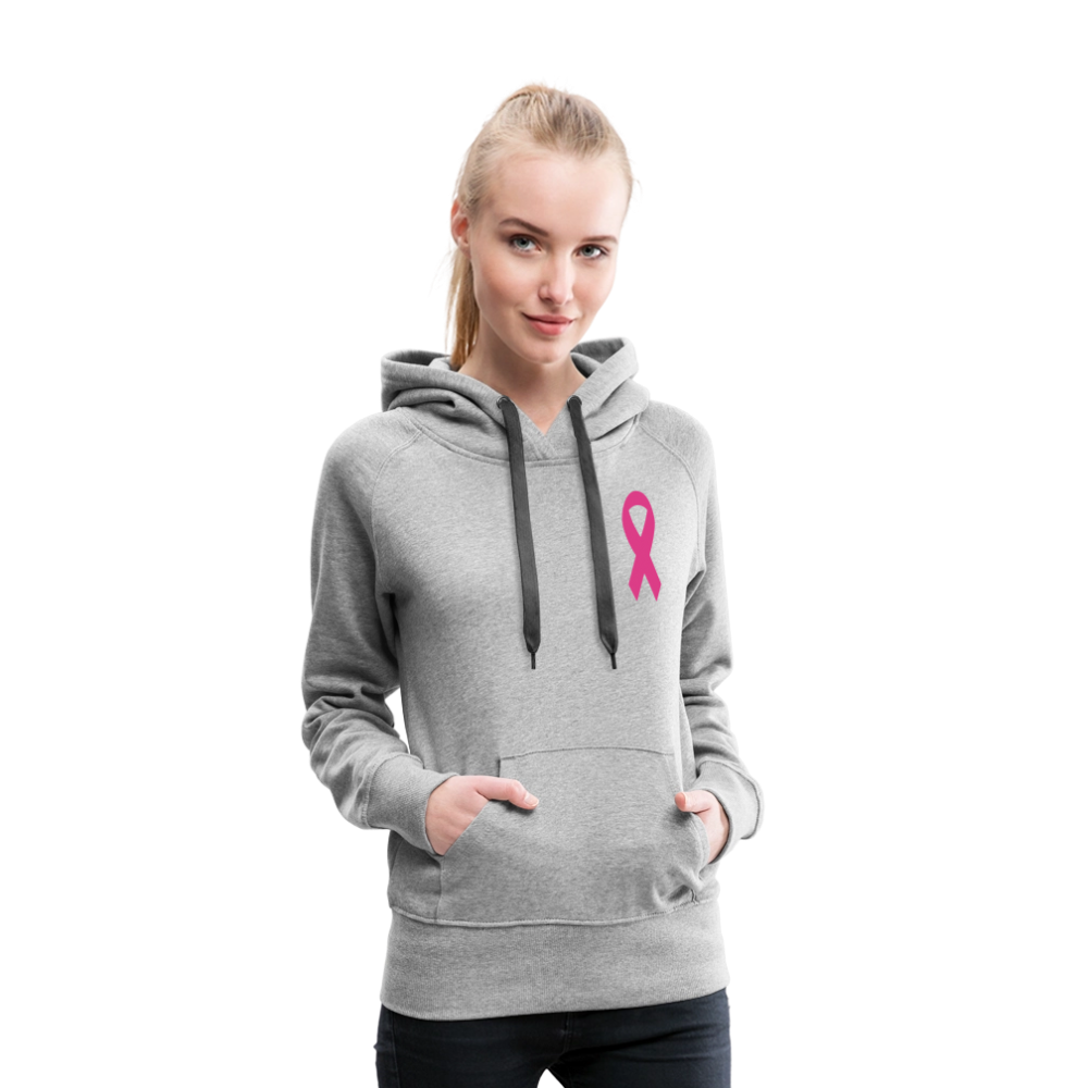 Women’s Premium Hoodie - Hope in Every Footprint (F/B) (RETRO) PINK RIBBON - heather grey