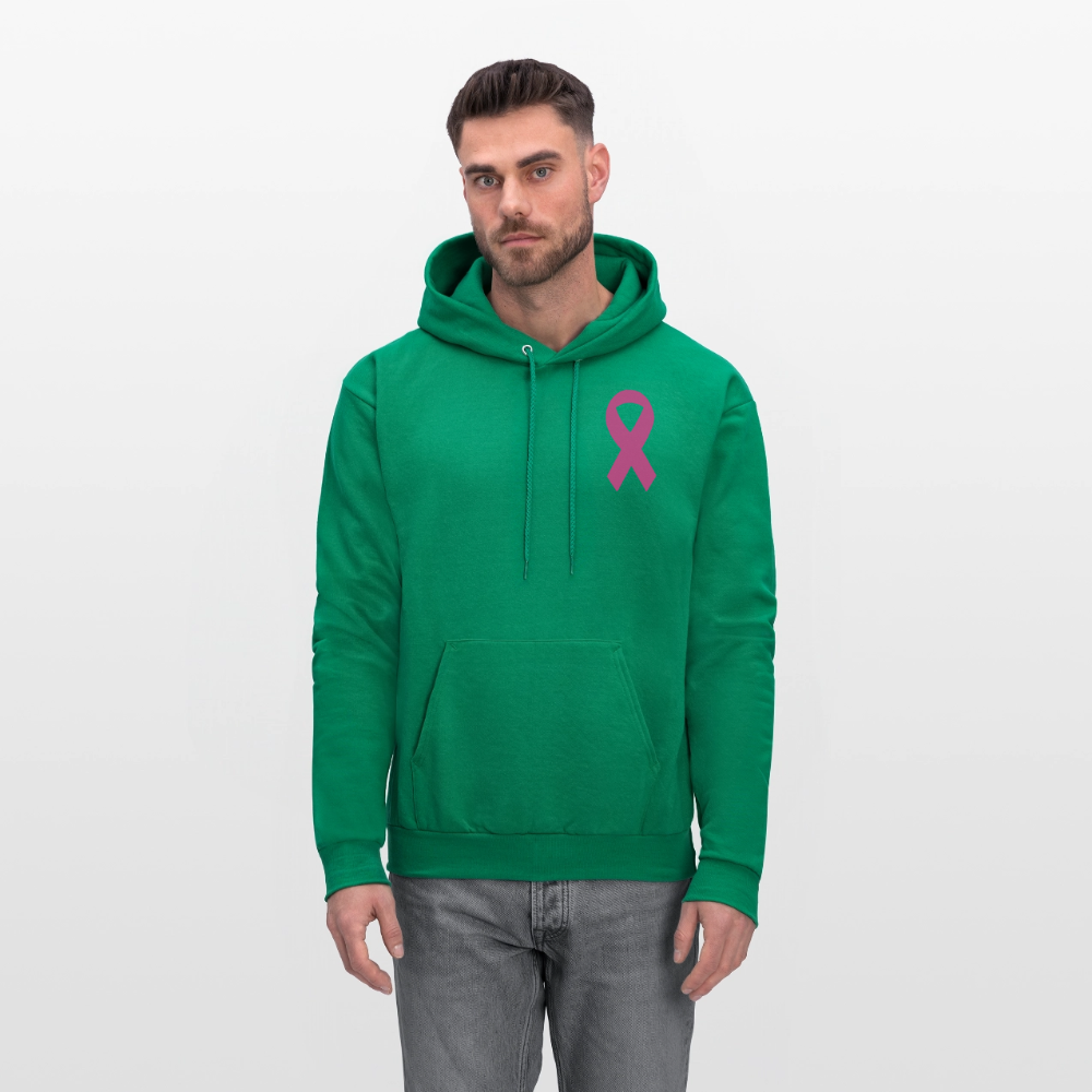 Men's Hoodie - Hope in Every Footprint (F/B) (RETRO) PINK RIBBON - kelly green