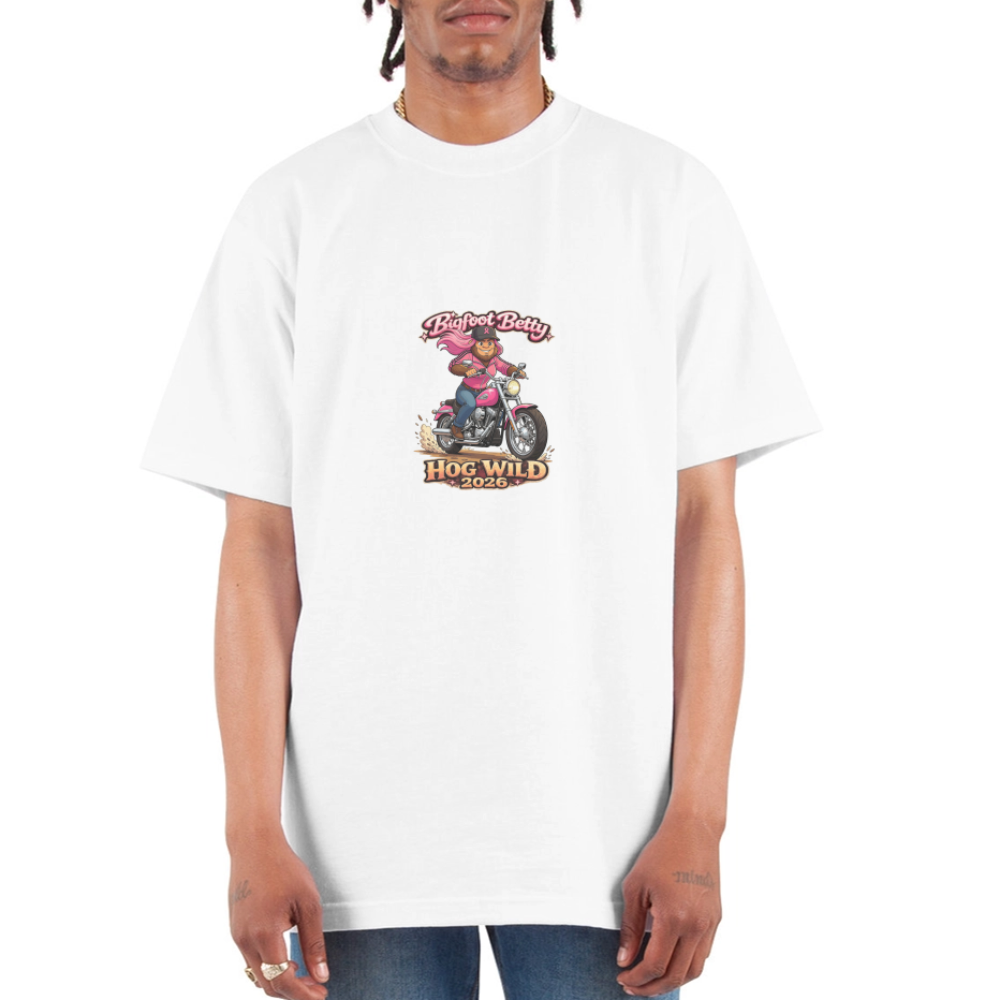 Unisex Oversized Heavyweight T-Shirt - BFB Hog Wild - MOTORCYCLE - white