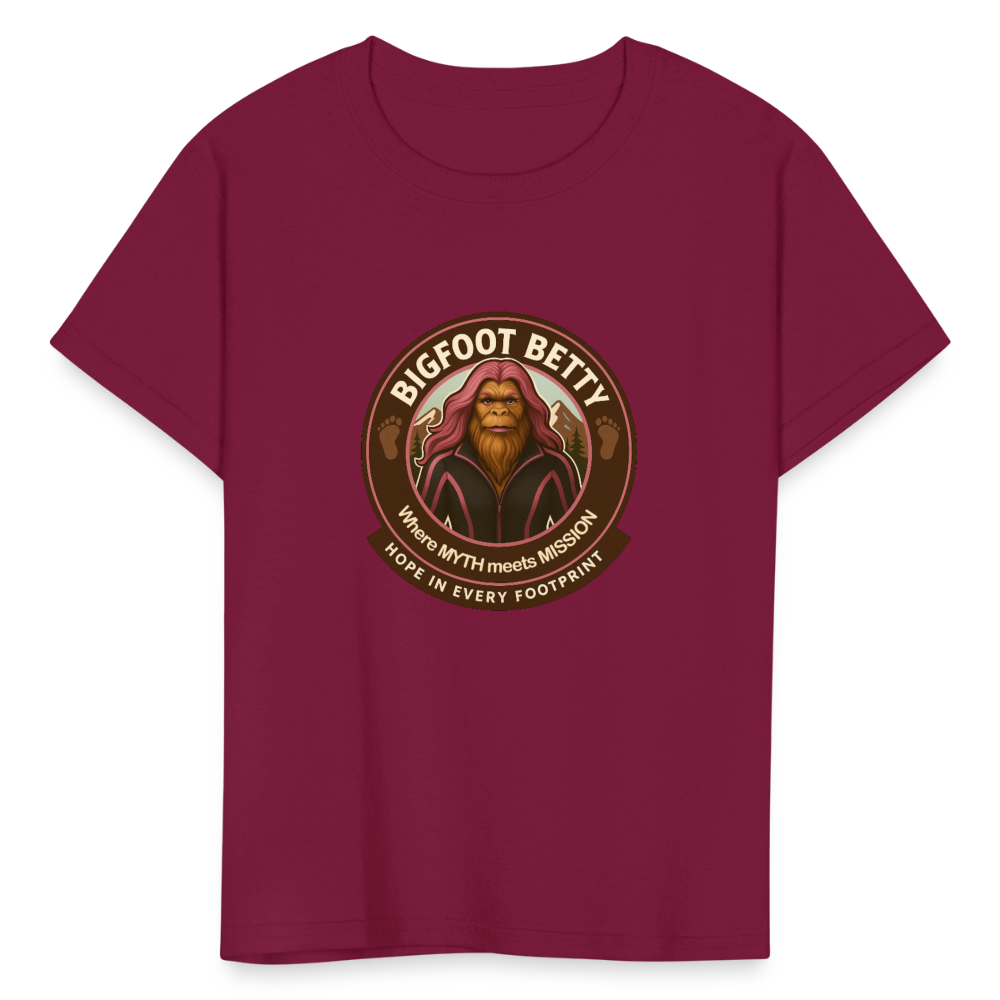 Kids' T-Shirt - Hope in Every Footprint (RETRO) - burgundy