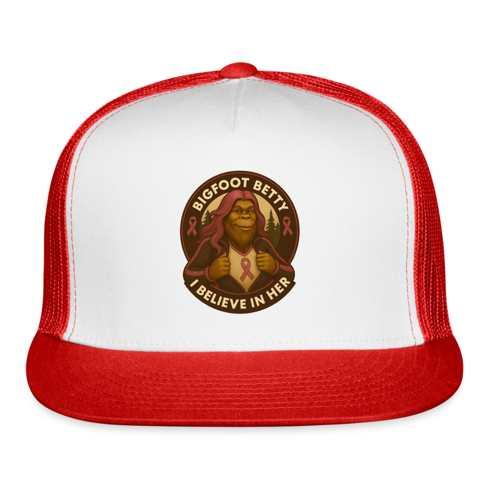 Trucker Hat - I Believe In Her (RETRO) - white/red