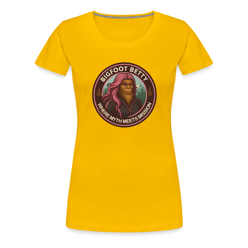 Women’s Premium T-Shirt - Where Myth Meets Mission (RETRO) - sun yellow