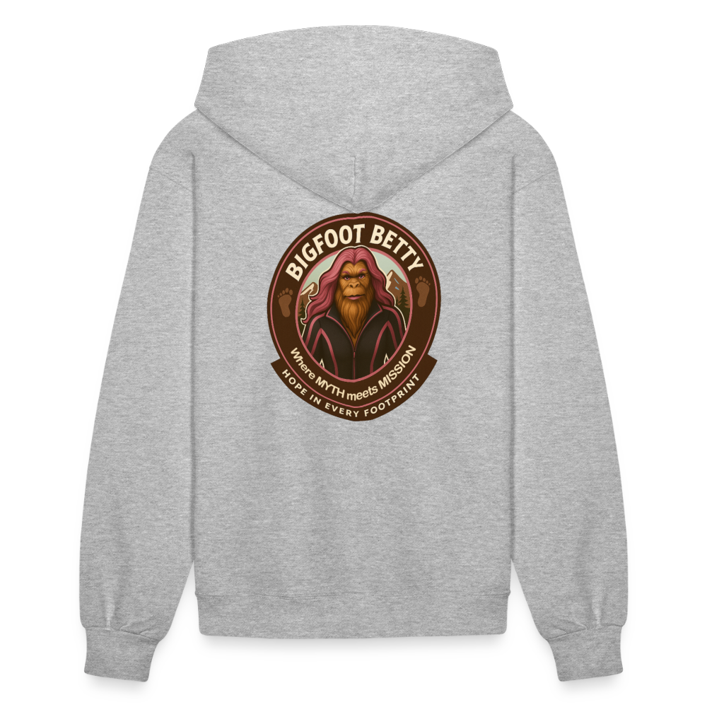Women's Hoodie - Hope in Every Footprint (F/B) (RETRO) PINK RIBBON - heather gray