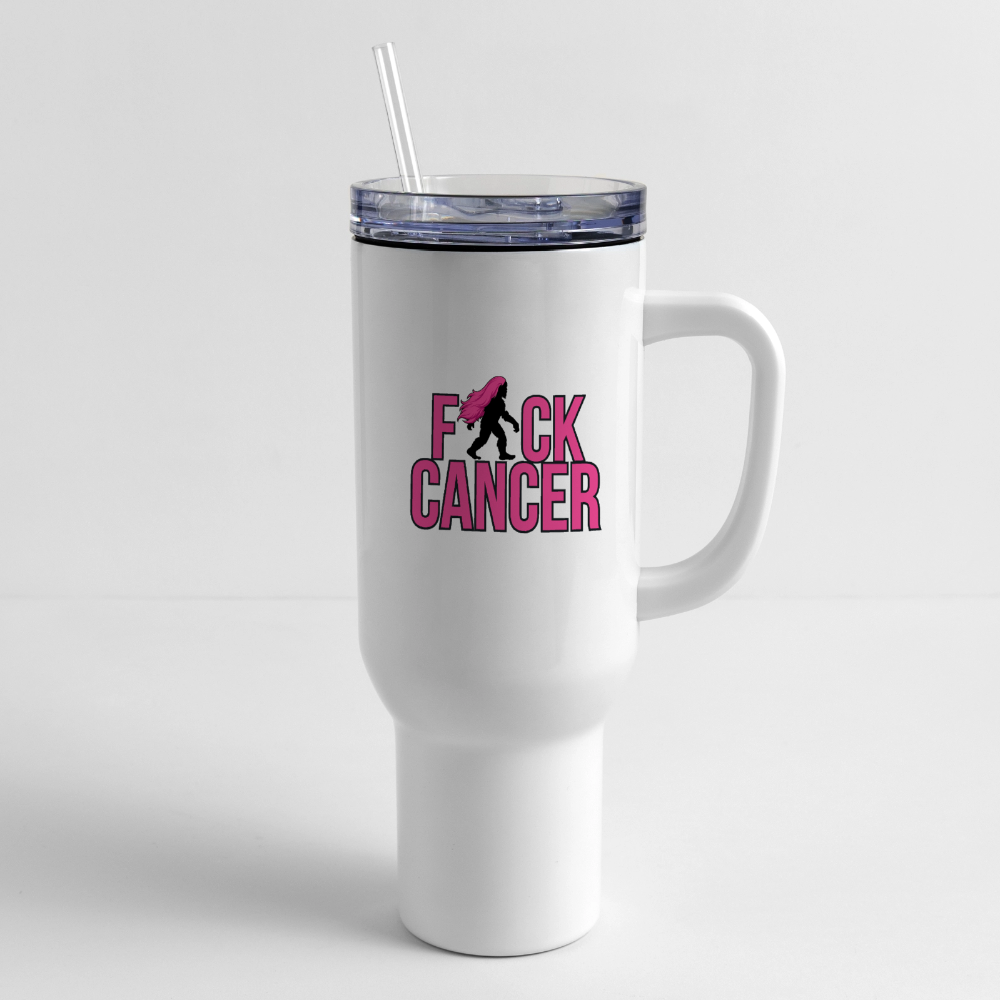 40 oz Travel Tumbler - FK Cancer Pink - white