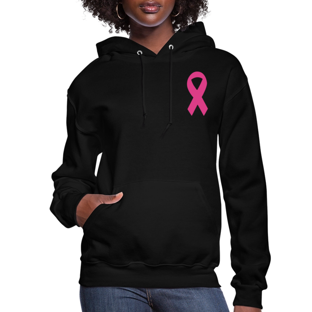 Women's Hoodie - Hope in Every Footprint (F/B) (RETRO) PINK RIBBON - black