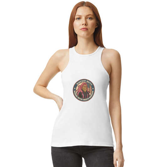 BFB July 4 - Badge Women’s Racerneck Tank - white