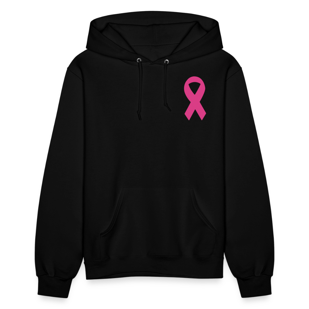 Women's Hoodie - Hope in Every Footprint (F/B) (RETRO) PINK RIBBON - black