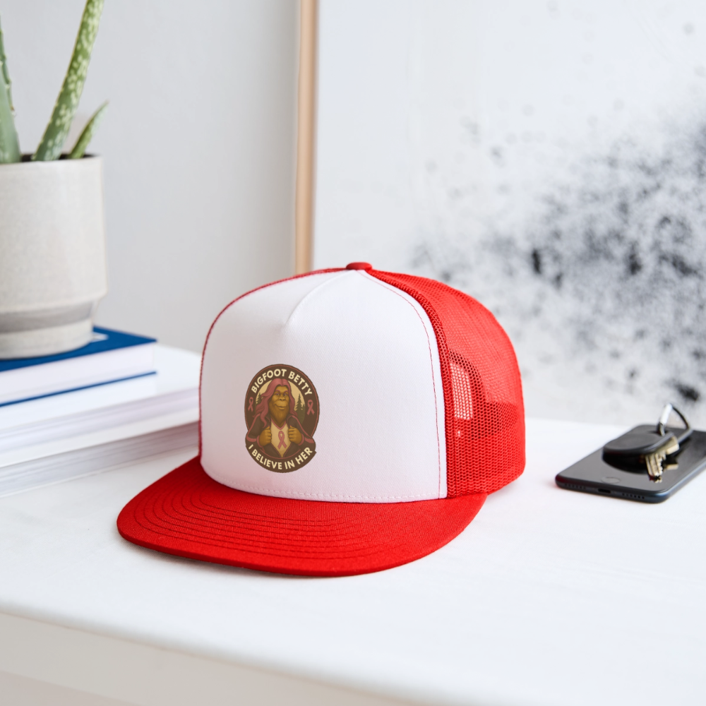 Trucker Hat - I Believe In Her (RETRO) - white/red