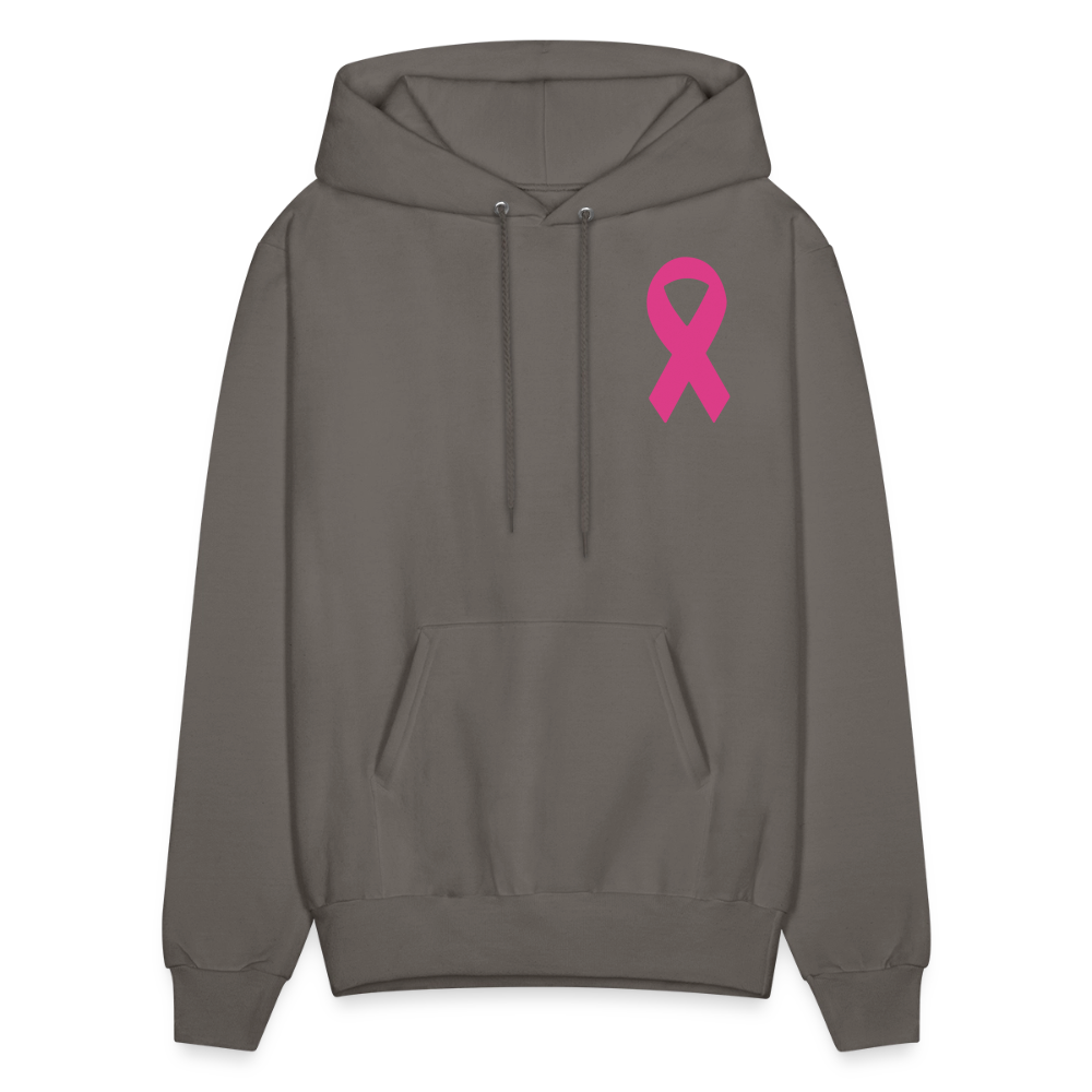 Men's Hoodie - Where Myth Meets Mission (RETRO) PINK RIBBON - asphalt gray